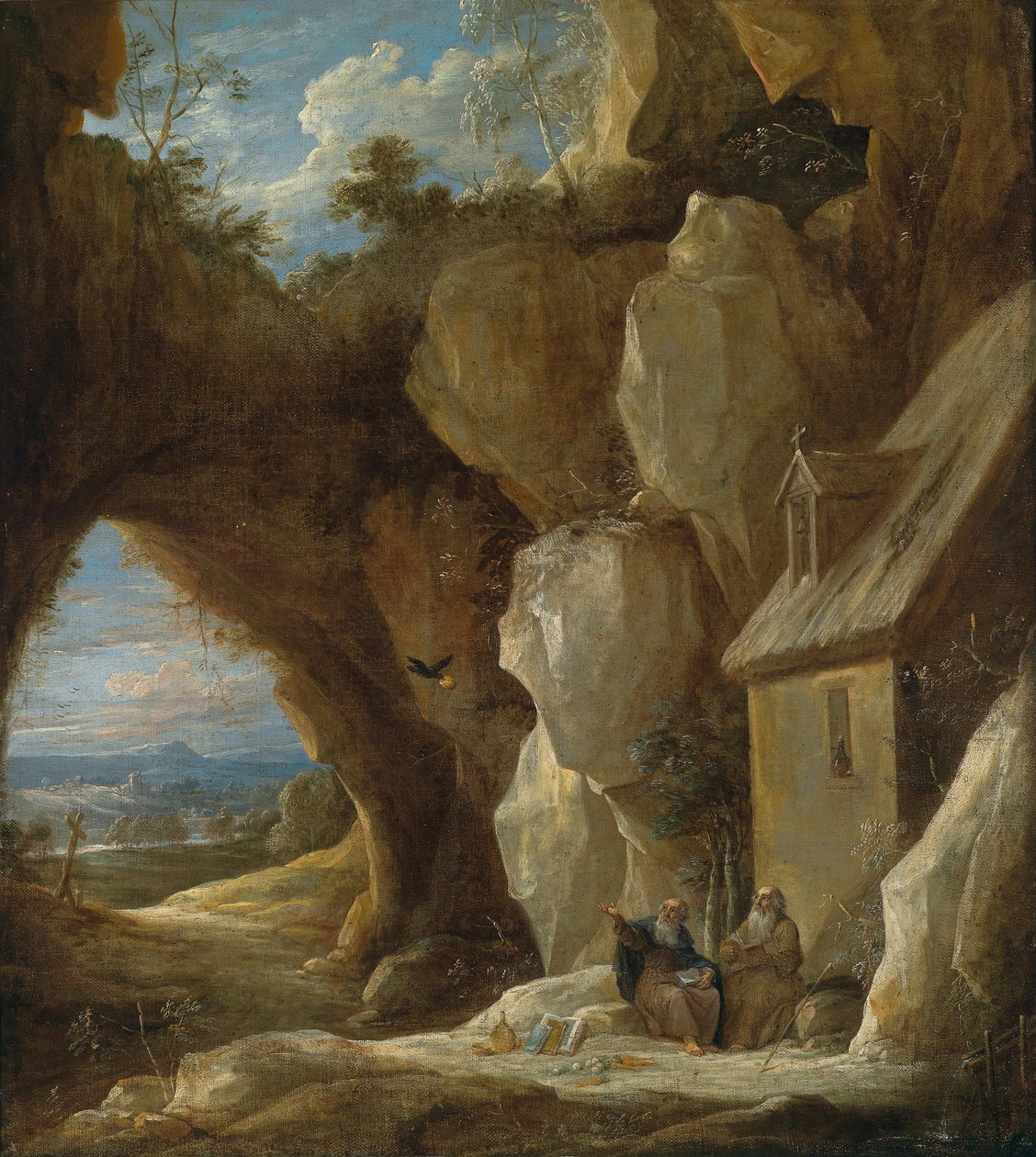 De hellige Anthony og Paul i villmarken av David Teniers the Younger