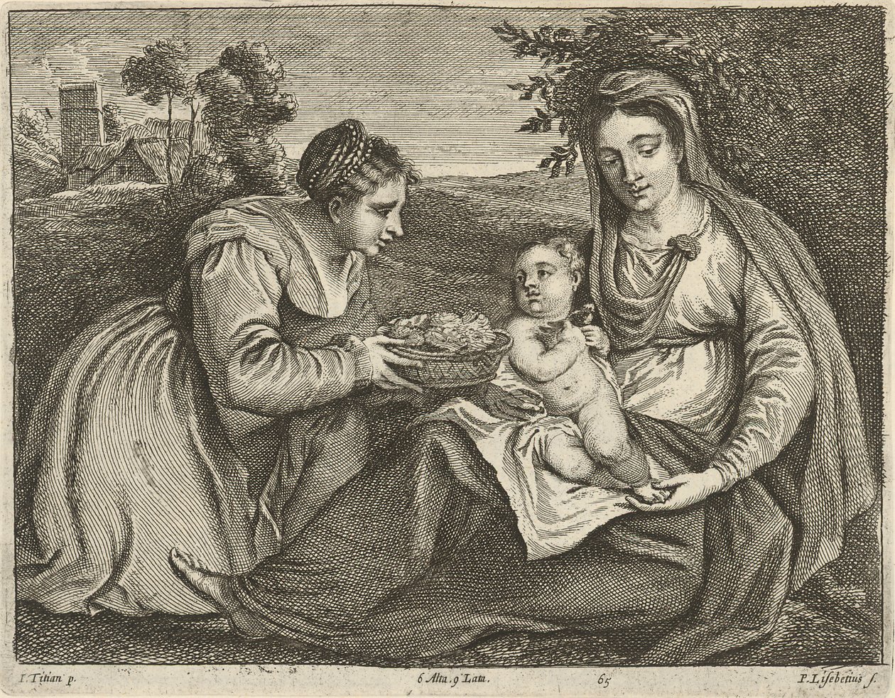 Madonna og barn med St. Dorothy av David Teniers the Younger