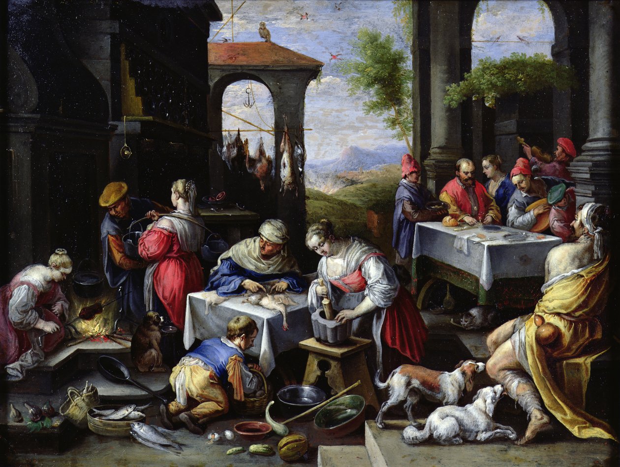 Lignelse om Lasarus og den rike mannen (olje på kobber) av David Teniers the Younger
