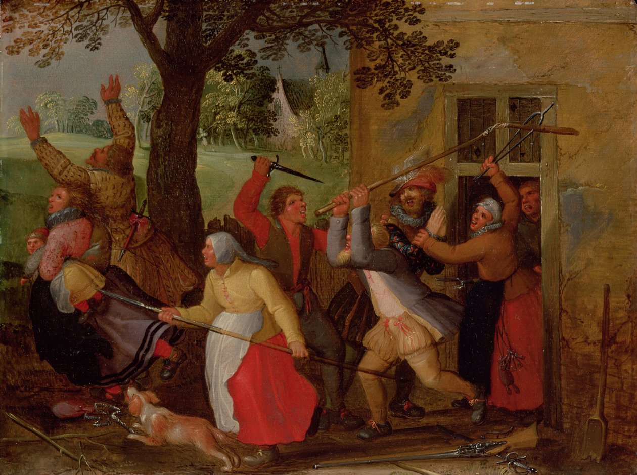 Country Pub Brawl (panel) av David Vinckboons