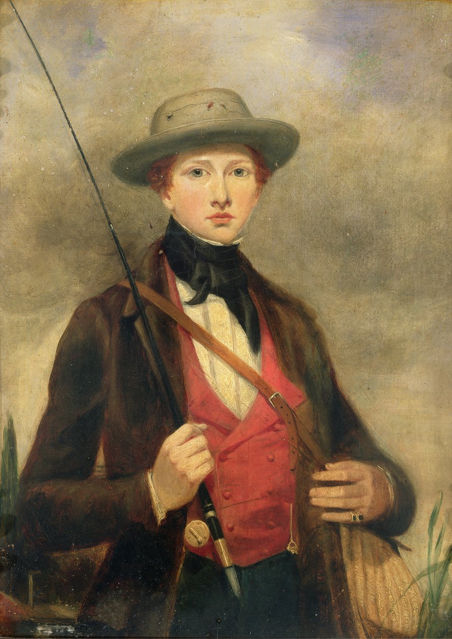 Gutt med fiskestang av David Wilkie