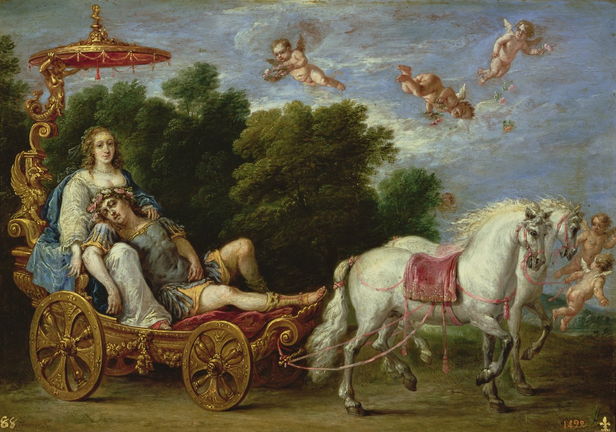 Bortføringen av den sovende Rinaldo til den heldige øya av David Teniers the Younger