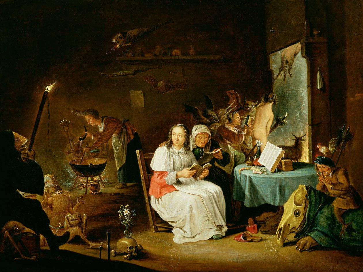 Hekser forbereder seg til sabbaten av David Teniers the Younger