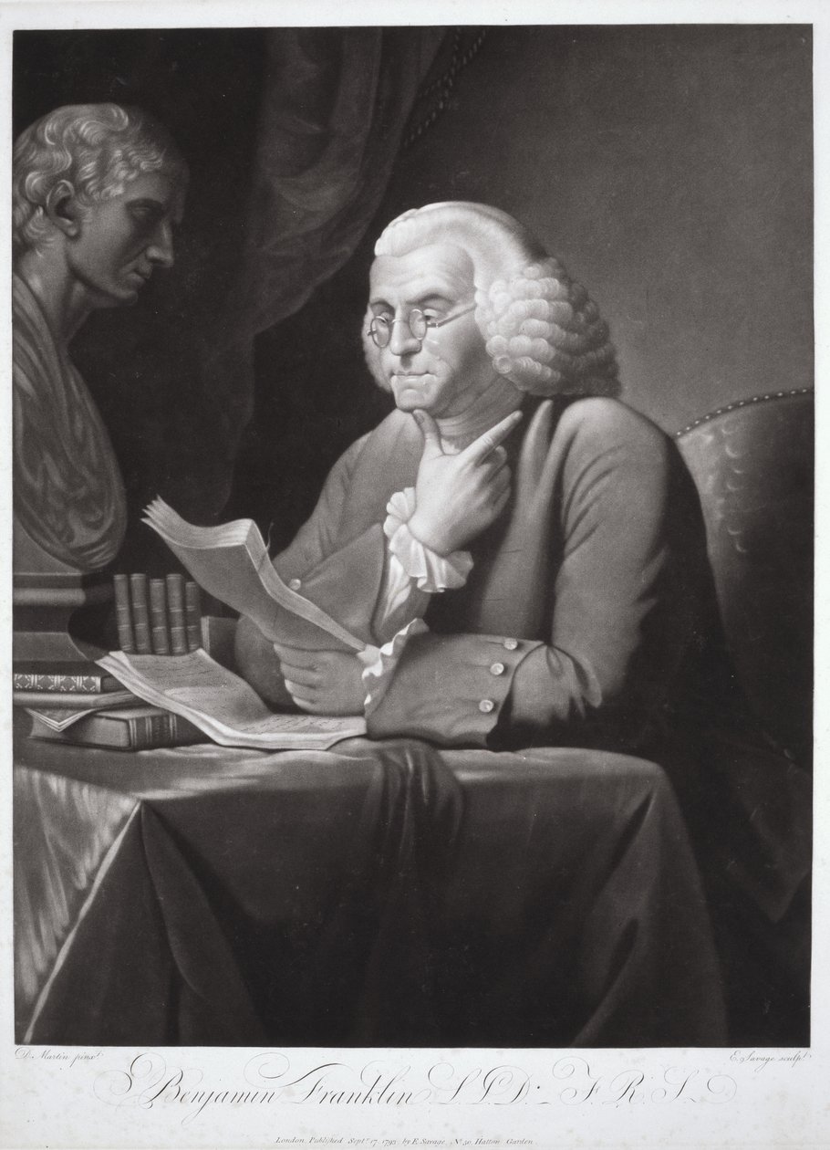 Benjamin Franklin av David (after) Martin