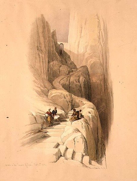 Ascent to the Summit of Sinai, 20. februar 1839, plate 115 fra bind III av 