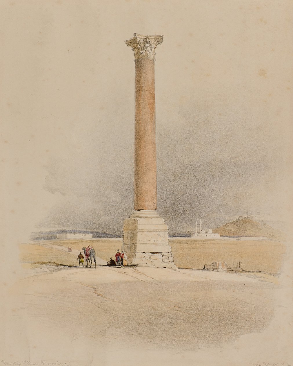 Pompeys søyle, Alexandria av David (after) Roberts