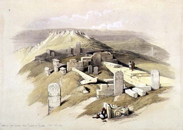 Temple on Gebel Garbage, kalt Serabit el Khadim, 17. februar 1839, plate 119 fra bind III av 