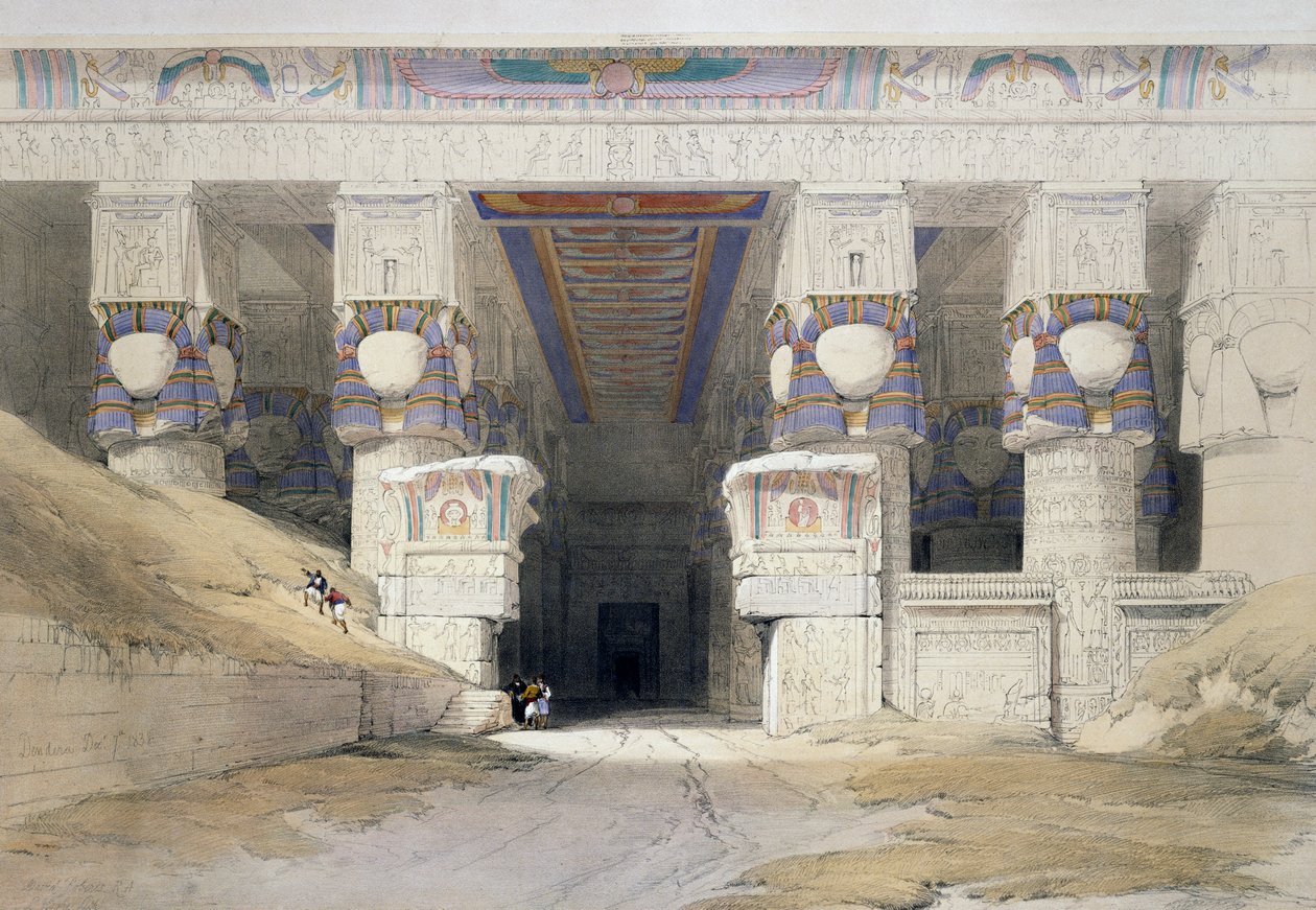Templet i Dendera, 7. desember av David (after) Roberts