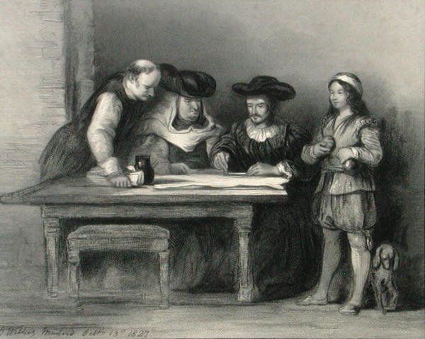 Christopher Columbus (1451-1506) i klosteret ved la Rabida fra 