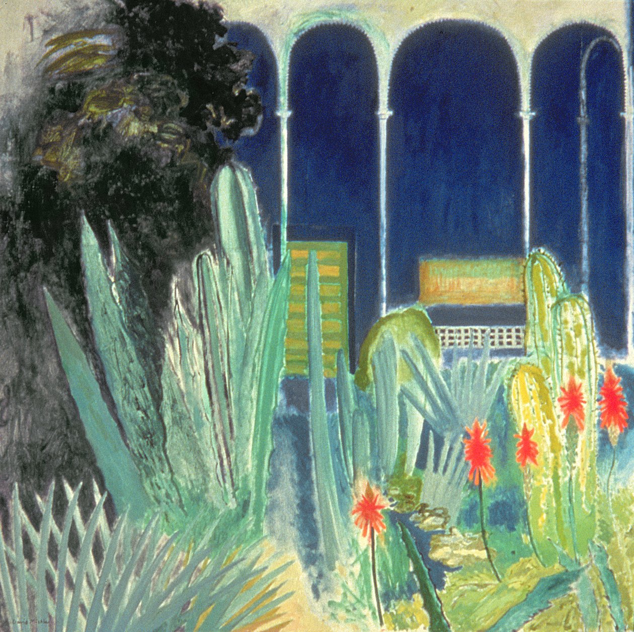 I Majorelle Gardens (olje på lerret) av David Alan Redpath Michie