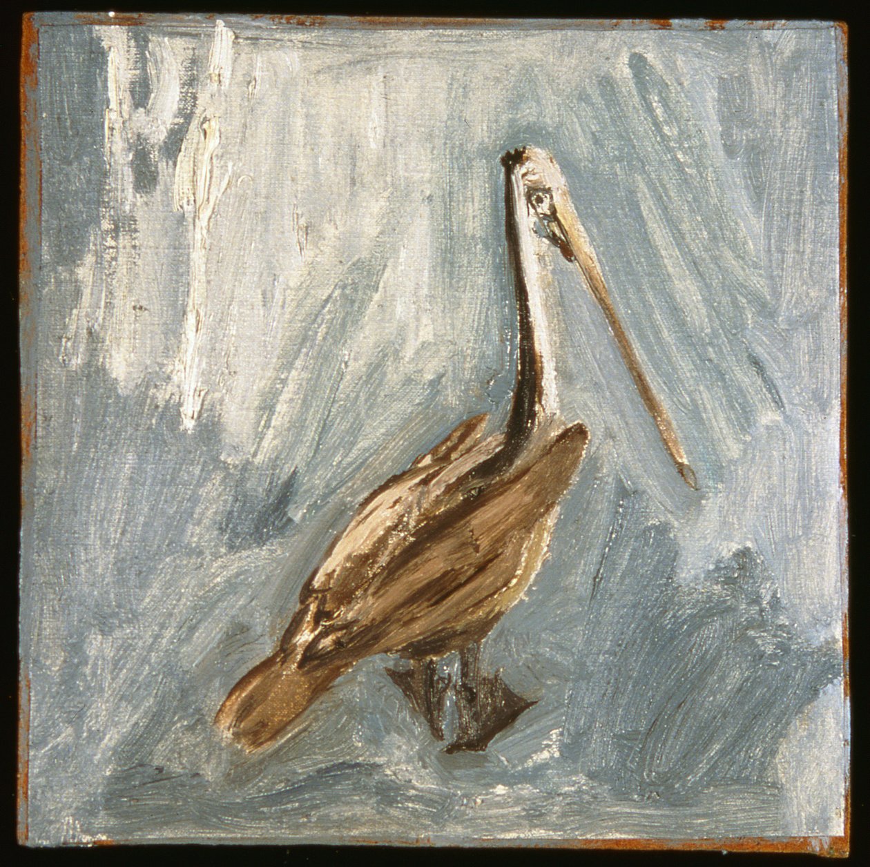 Pelican (olje på lerret om bord) av David Alan Redpath Michie