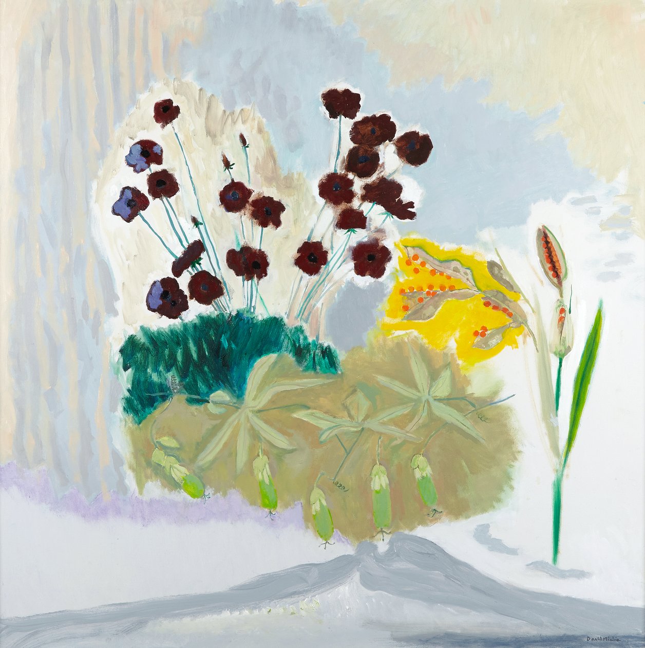 Seedpods and Cosmos, 2010 (olje på lerret) av David Alan Redpath Michie