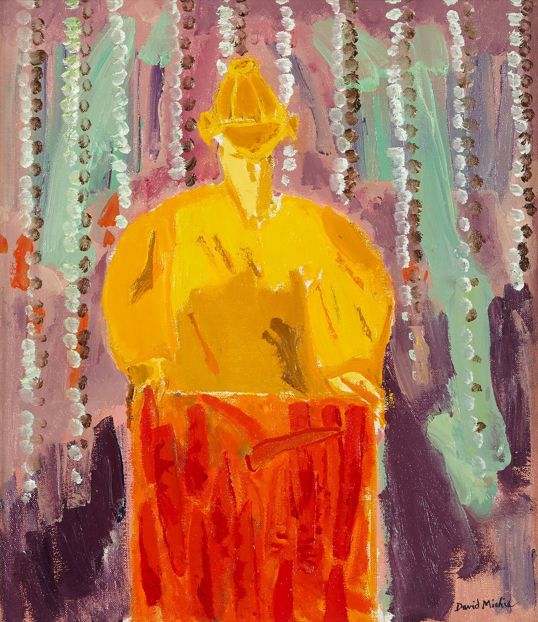 Kvinne med gulrøtter, ca. 2003 (olje på lerret) av David Alan Redpath Michie