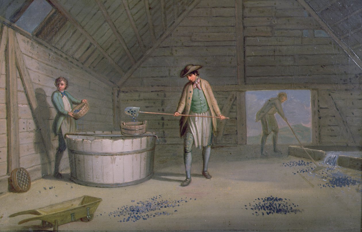 Blygruvedrift ved Leadmills, vasking og sikting av bly av David Allan