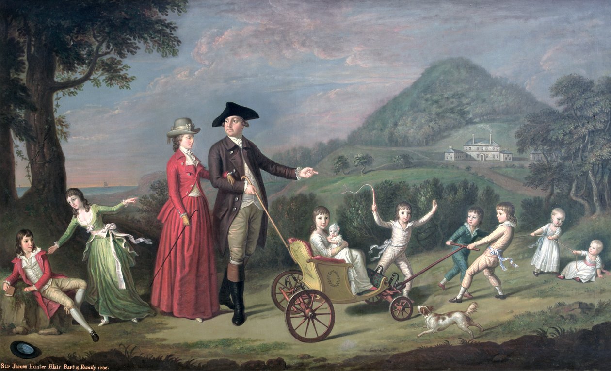 Sir James Hunter Blair, 1. Bart., med sin kone og ni av deres fjorten barn, 1785 av David Allan