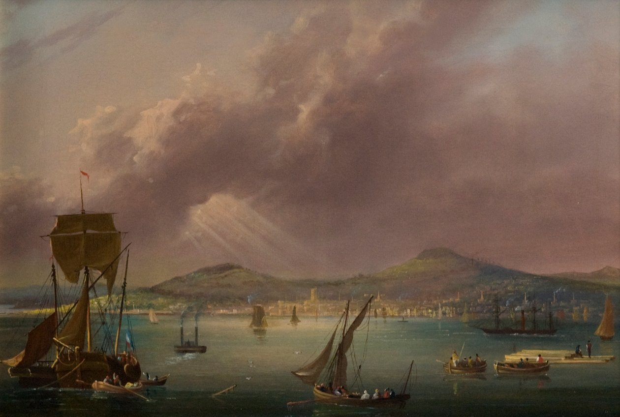 Dundee from the River, ca. 1835 (olje på lerret) av David Angelo Andrews
