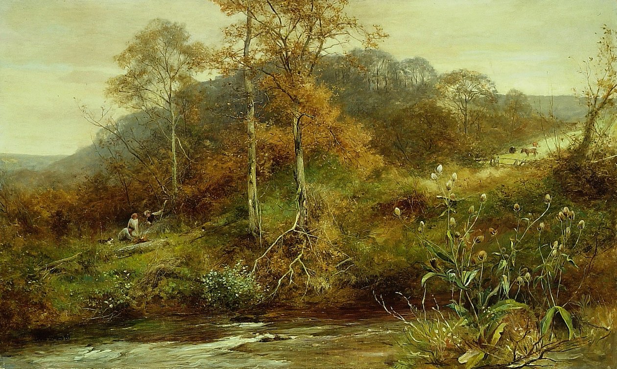 Autumn River Scene, The Brook av David Bates