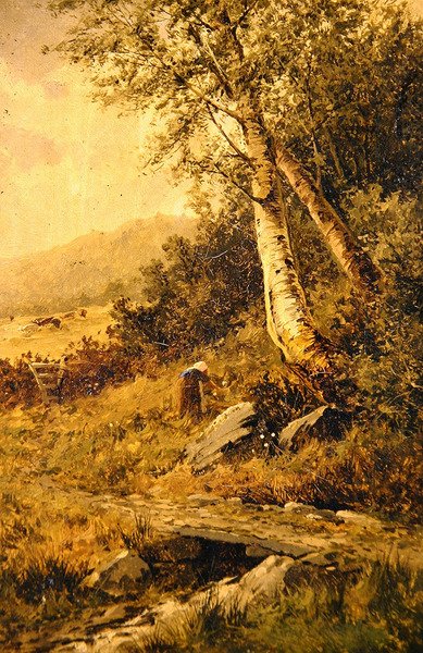 Landskap (olje på lerret) av David Bates
