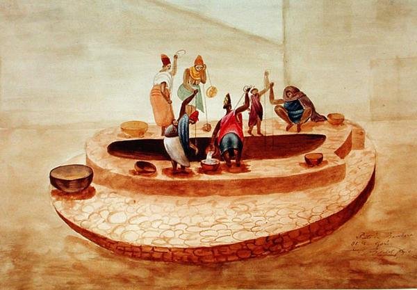 Svarte kvinner ved Bambara-brønnen på Goree Island, fra Boilats opptegnelse over reisen hans til Joal av David Boilat