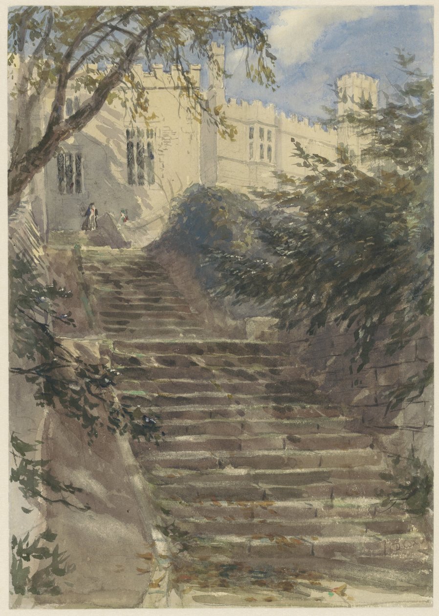 Hagetrapper ved Haddon Hall (Derbyshire) av David Cox (I)