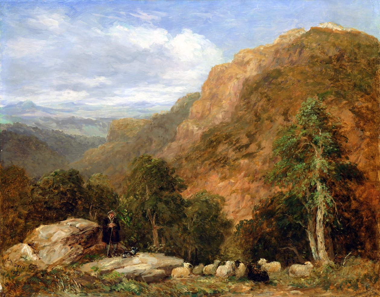 En utsikt ovenfra Bettws-y-Coed, Moel Siabod og Snowdon Range i det fjerne, 1853 av David Cox