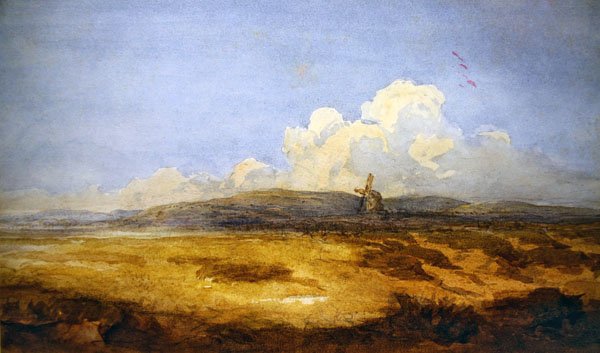 A Windmill on a Common (akvarell på papir) av David Cox