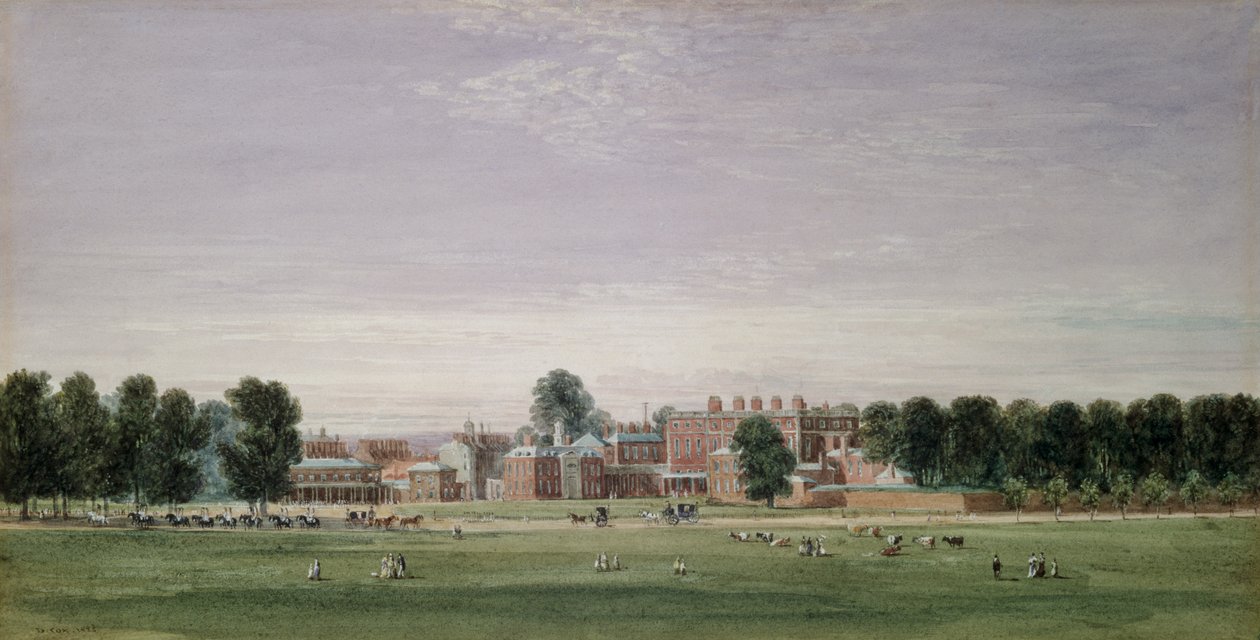 Buckingham House fra Green Park, 1825 av David Cox