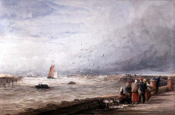 Calais Pier (akvarell på papir) av David Cox