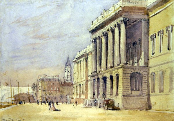 Customs House Quay (akvarell på papir) av David Cox