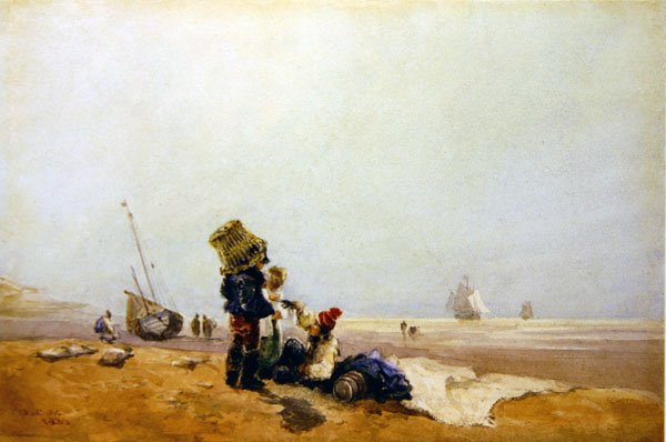 Fiskere ved bredden av David Cox