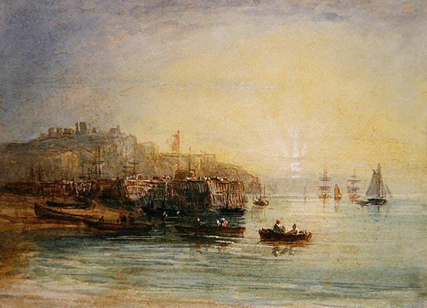 Fiskebåter ved Dover (akvarell på papir) av David Cox