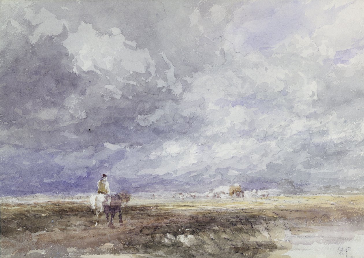 Going to the Hayfield, ca. 1855 (svart kritt og akvarell på papir) av David Cox