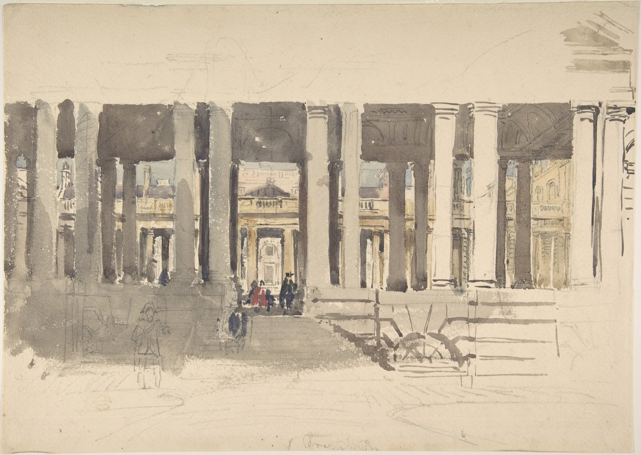 Greenwich Hospital (forside); Studie av en bygning (bakside) av David Cox