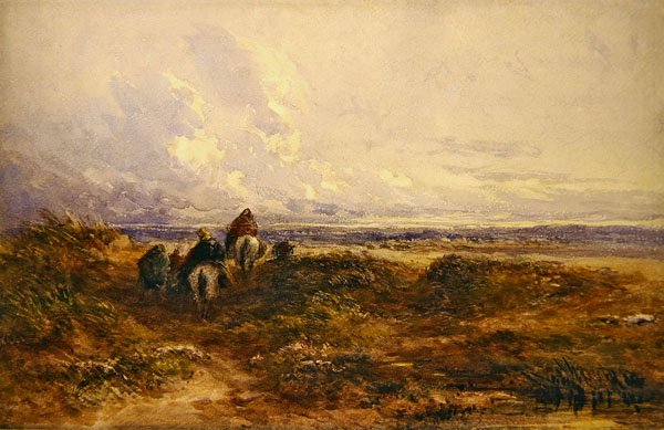 Gypsies Crossing a Moor (akvarell på papir) av David Cox
