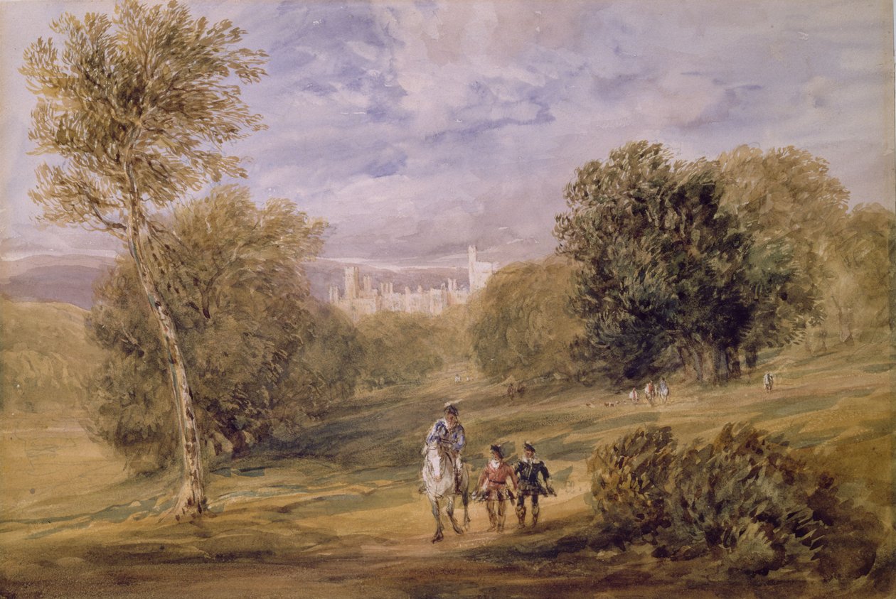 Haddon Hall fra parken, 1831 av David Cox