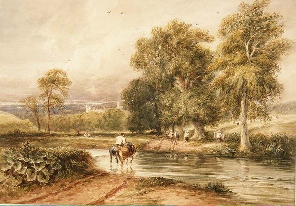 No.1789 Retur fra Hayfield, med en fjern utsikt over Haddon Hall (akvarell på papir) av David Cox