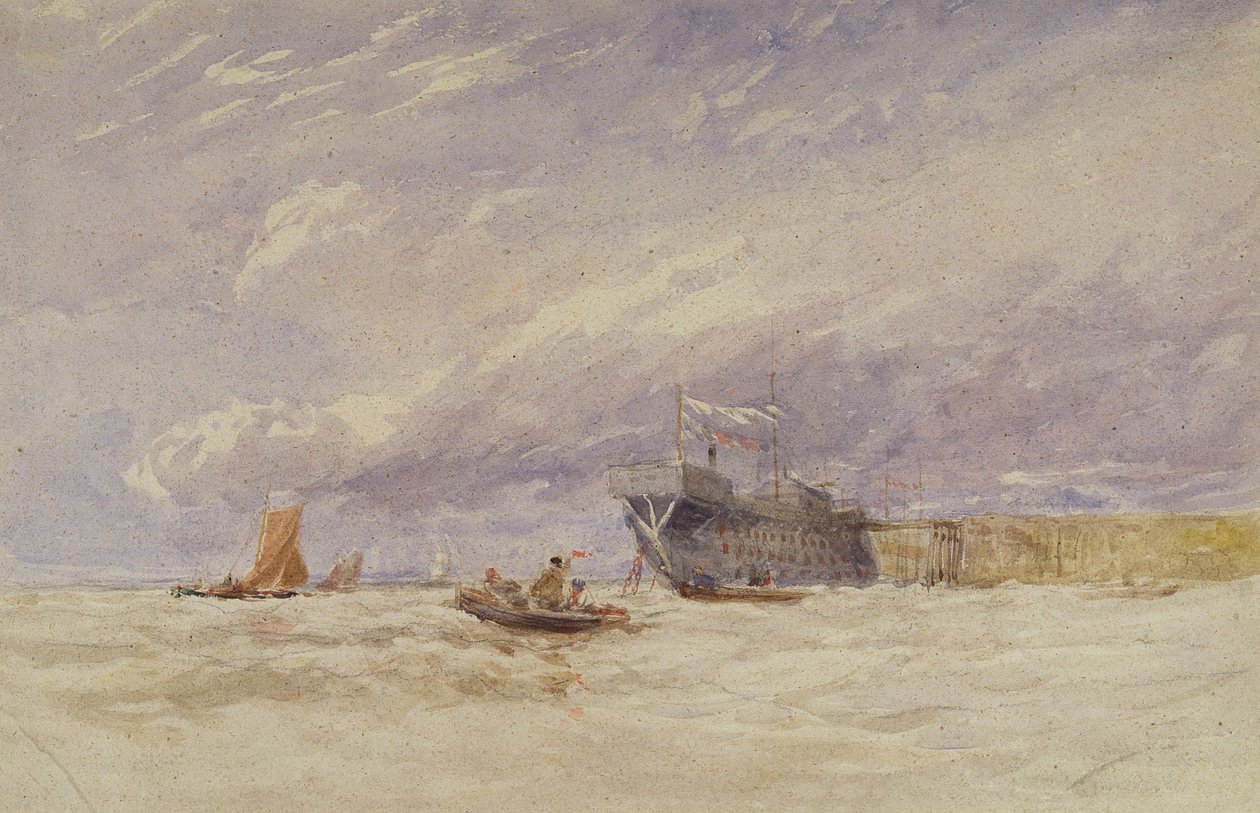 On the Medway, ca. 1845-50 (w/c med kroppsfarge over grafitt på papir) av David Cox