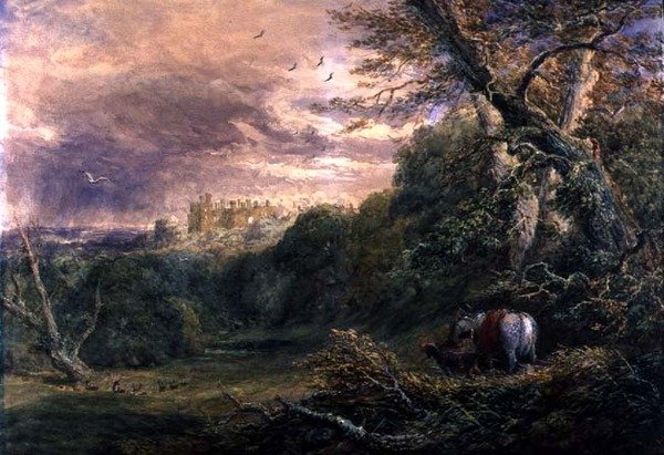 Powys Park, Montgomeryshire, ca. 1837 (akvarell over blyant, gouache og gummi arabicum på papir) av David Cox