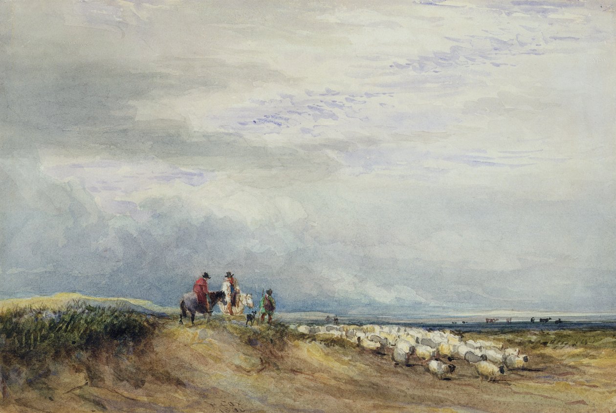 Ryttere på Ulverstone (wc på papir) av David Cox