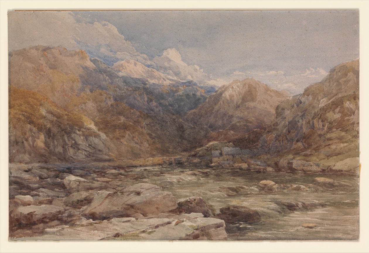 Elvelandskap i Wales av David Cox