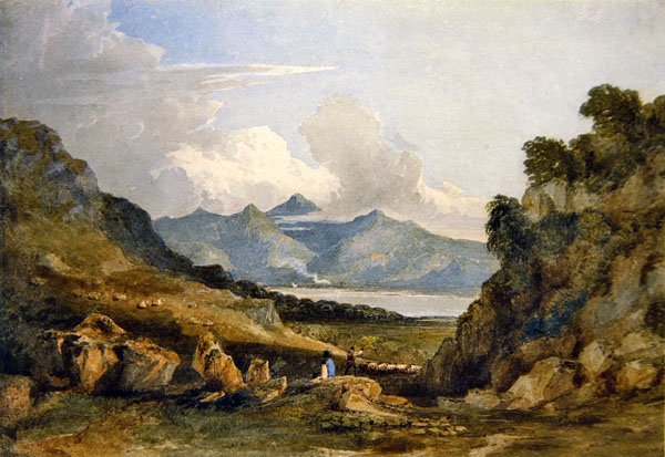 Snowdon (akvarell på papir) av David Cox
