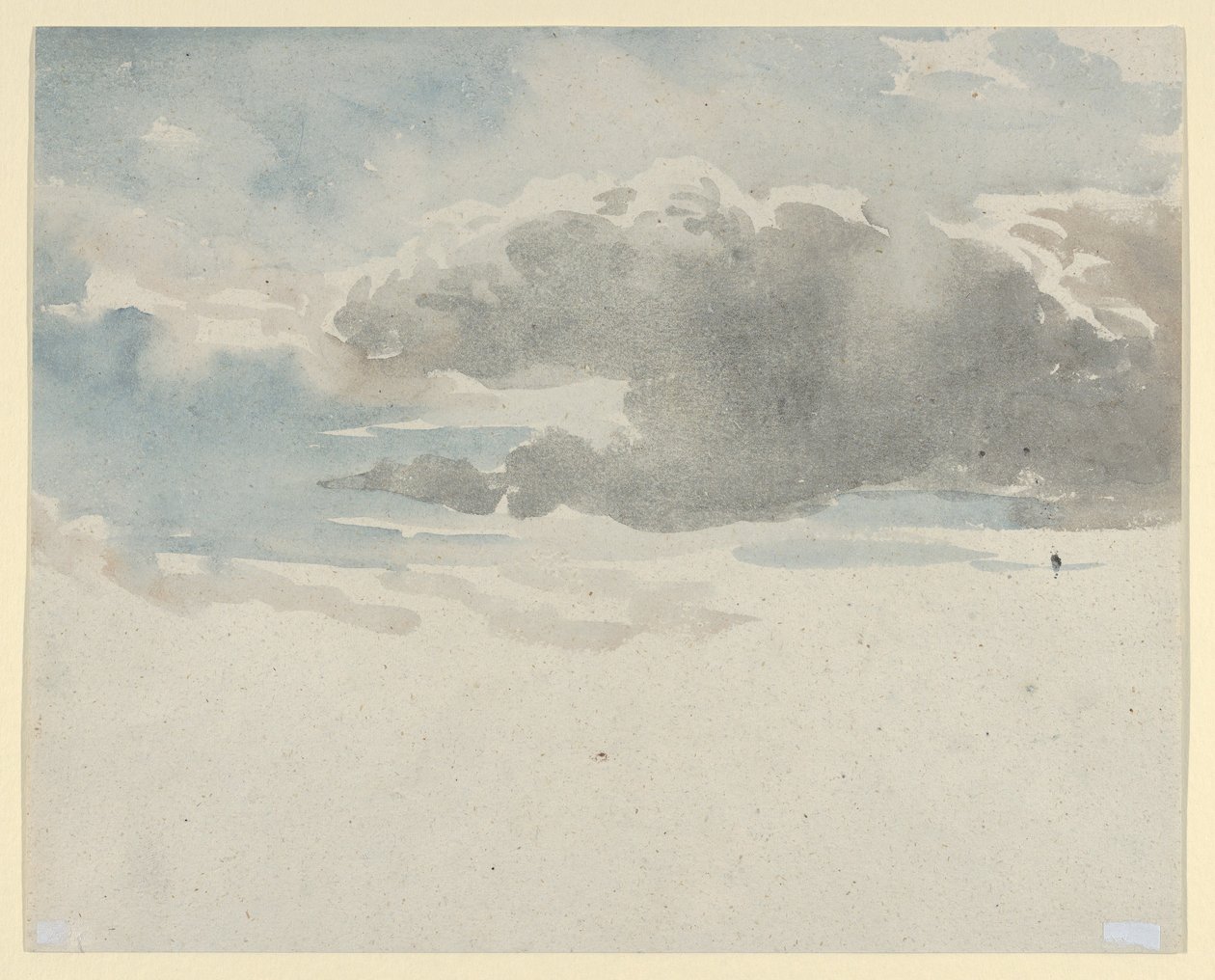 Skystudie (recto). Studie av en hyllebusk ved et gjerde (verso) av David Cox