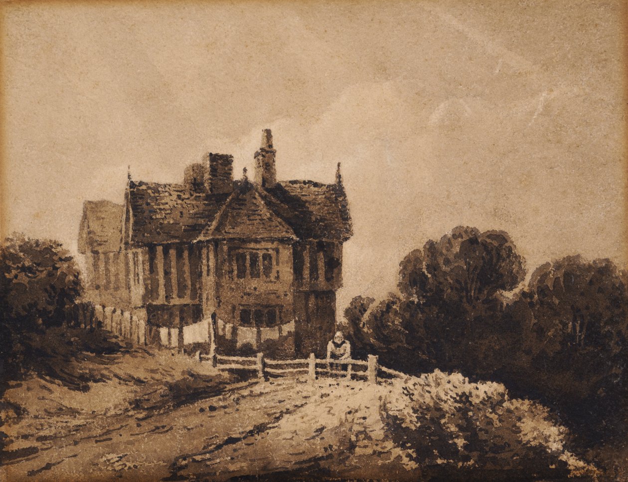 Studie av gammelt hus av David Cox