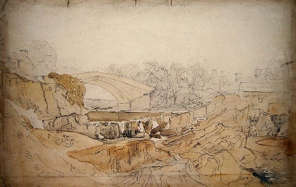 The Bridge at Rhayader (blyant og akvarell på papir) av David Cox