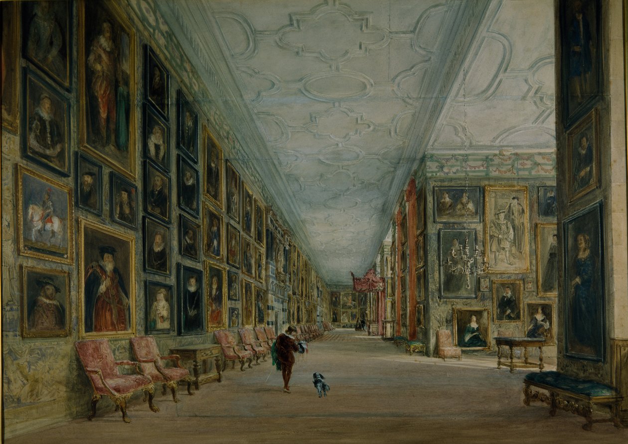 The Long Gallery, Hardwick (akvarell på papir) av David Cox