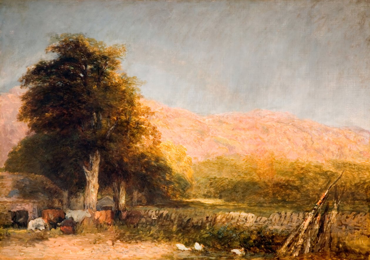 A Farm at Bettws-y-Coed, 1856.    1180682   no       norwegian Successfully Translated  Original: Gezicht in de tuinen van de buitenplaats Zandbergen Translat: Gezicht in de tuinen van de buitenplaats Zandbergen 1388441 no norwegian Successfully Translated av David Cox the elder