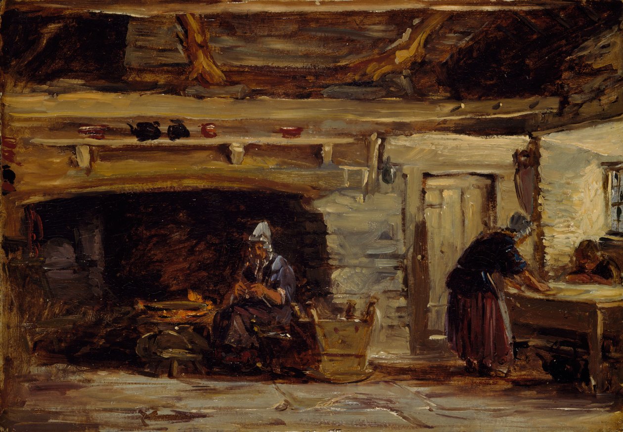 Hytteinteriør, Trossavon nær Bettws-y-Coed, 1844-1847. av David Cox the elder