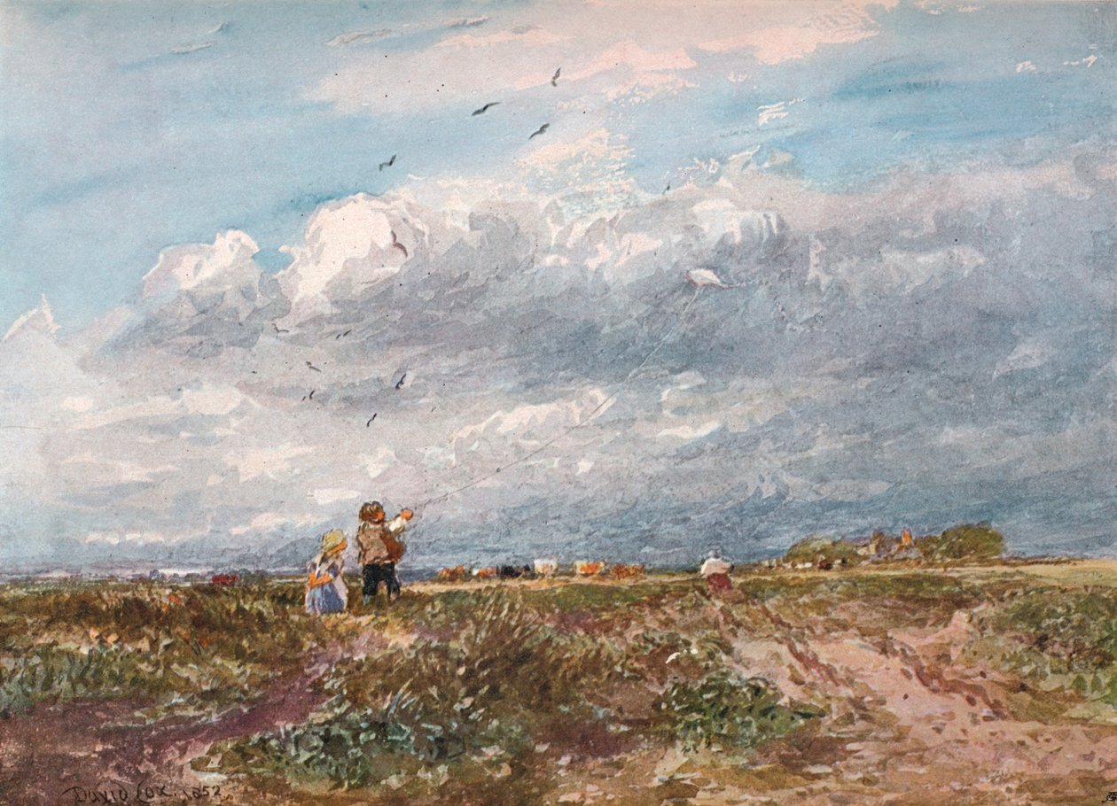 Flying the Kite, 1852 av David Cox the elder