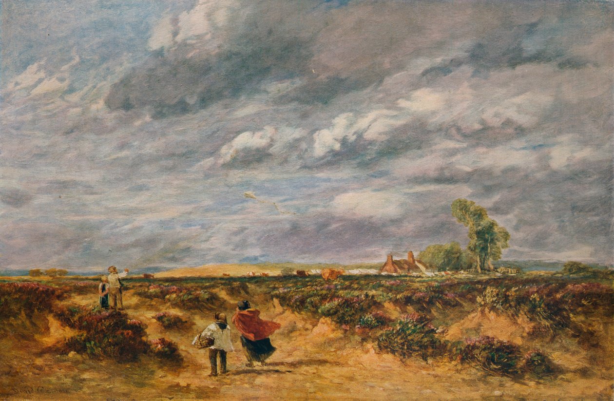 Flying the Kite, A Windy Day, 1851 av David Cox the elder