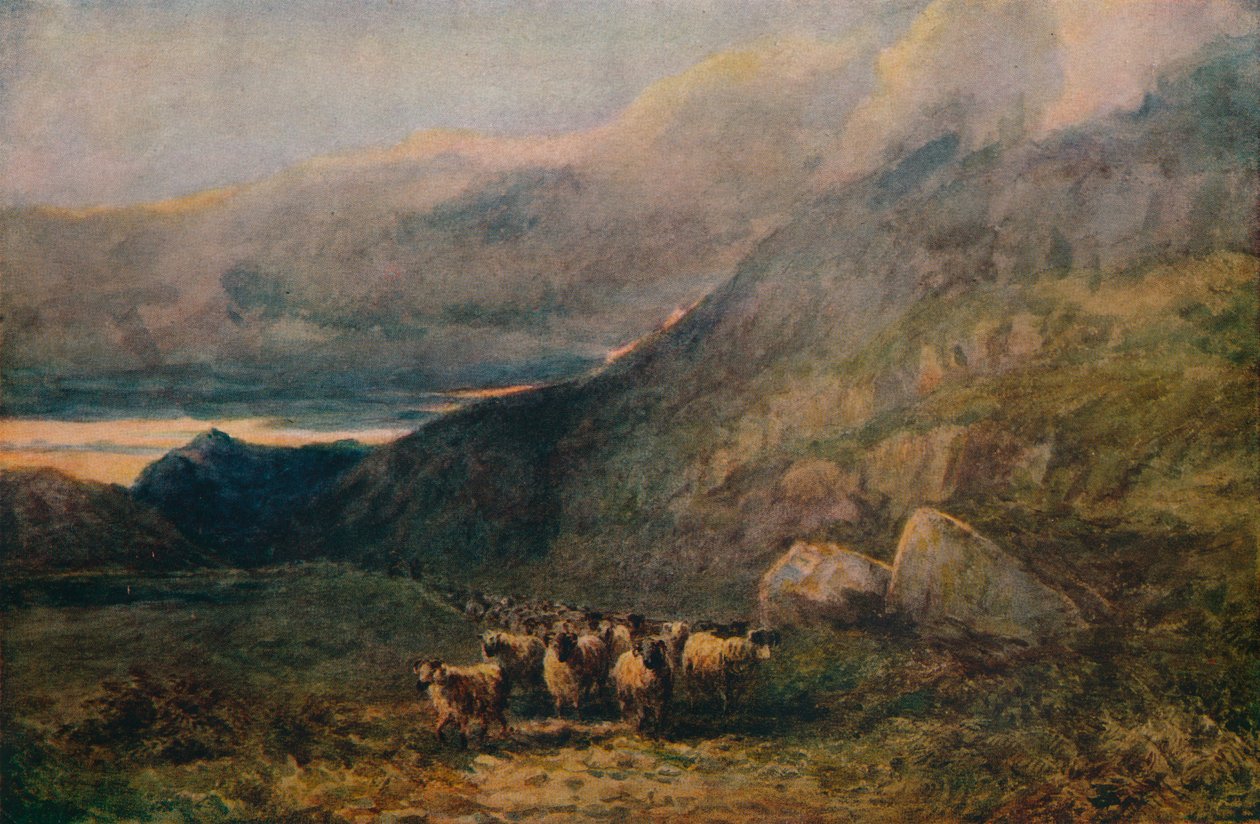 Fjellvei med søvn, c1838 av David Cox the elder